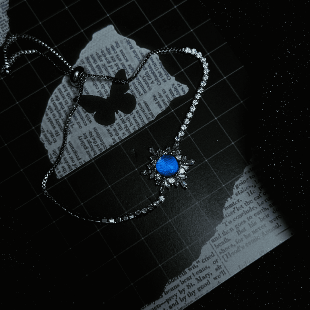 Real Blue Morpho Butterfly Wing Bracelet in S925 Sterling Silver - Unique Handmade Jewelry, Whimsical INFP Gift, Niche Specimen Jewelry for Besties & Couples