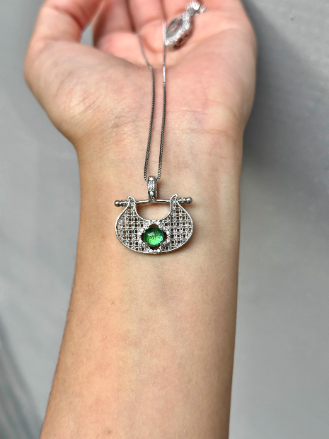 Real Jewel Beetle Wing Necklace - Iridescent Metallic Green Pendant - Minimalist Luxury Nature Jewelry