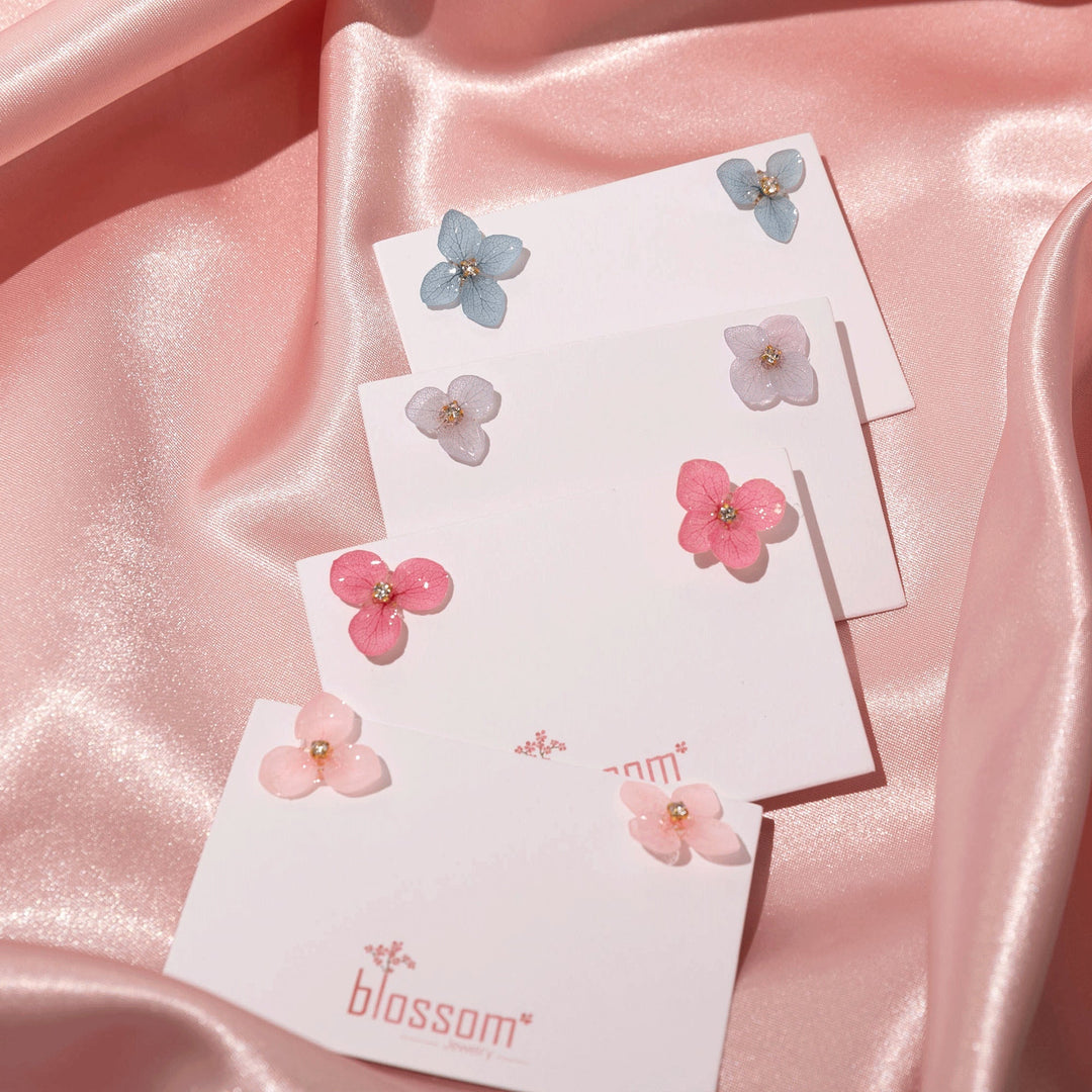 Asymmetrische Blumenstecker „Hortensiengarten“ (4er-Set)