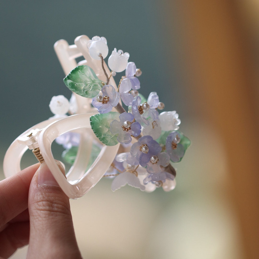 Lilac and Bell Flower Hair Claw