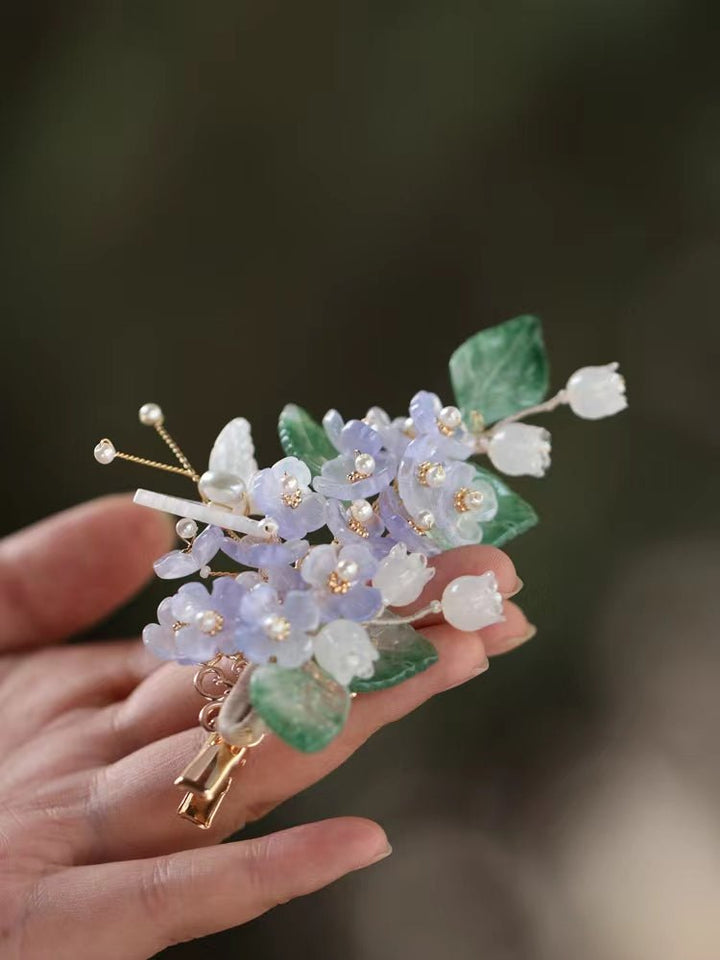 Lila Blume Schmetterling Garten Haarspange