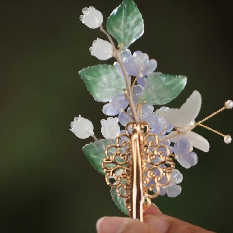 Lila Blume Schmetterling Garten Haarspange