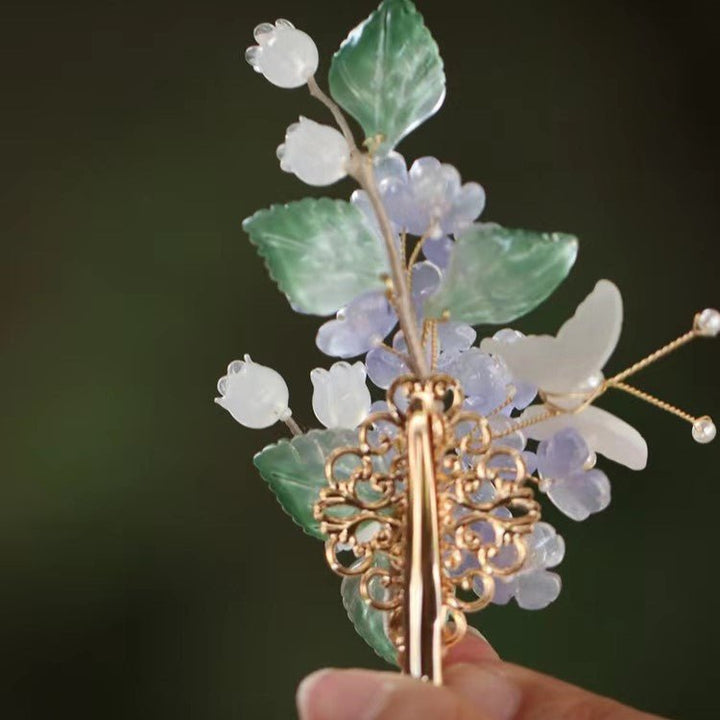 Lila Blume Schmetterling Garten Haarspange