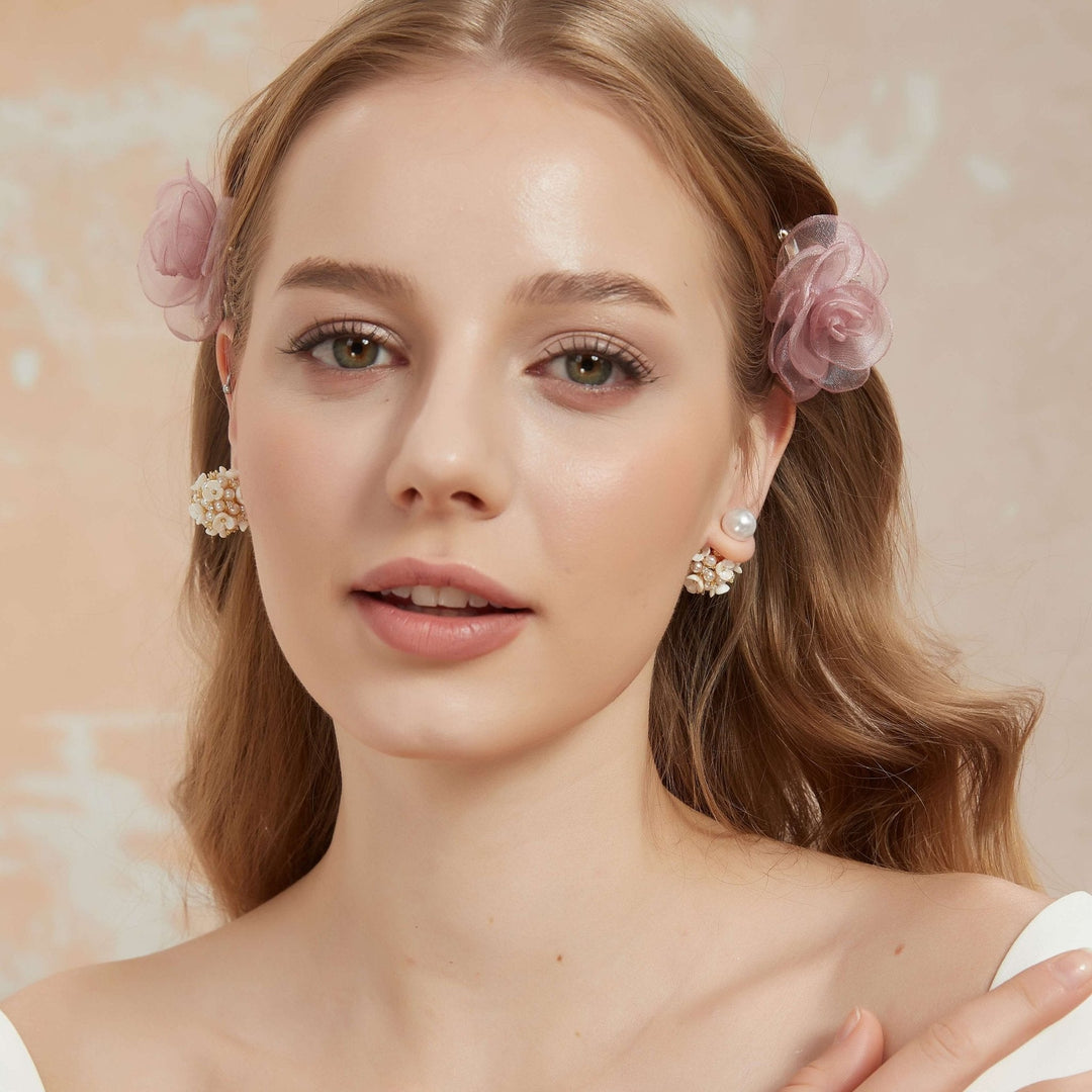Mini Pink Peony Hair Claws (2 pieces)