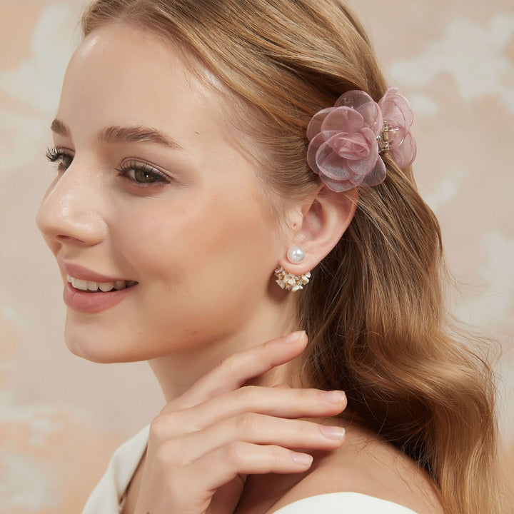 Mini Pink Peony Hair Claws (2 pieces)