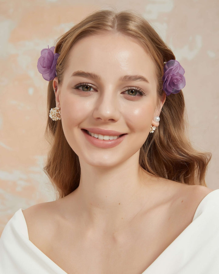 Mini Purple Peony Hair Claws (2 pieces)