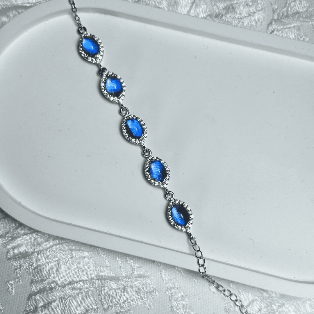 Real Blue Morpho Butterfly Wing Bracelet in S925 Sterling Silver - Unique Handmade Jewelry, Whimsical INFP Gift, Niche Specimen Jewelry for Besties & Couples