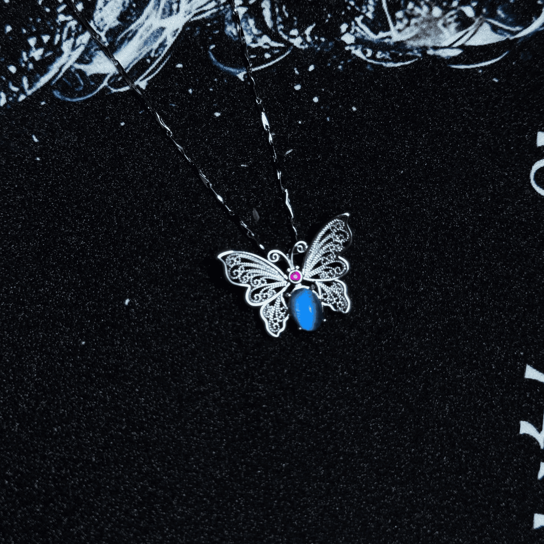 Real Blue Morpho Butterfly Wing Necklace in S925 Sterling Silver - Handmade Ethereal Pendant, Unique Niche Gift for Her, Bestie Birthday Jewelry