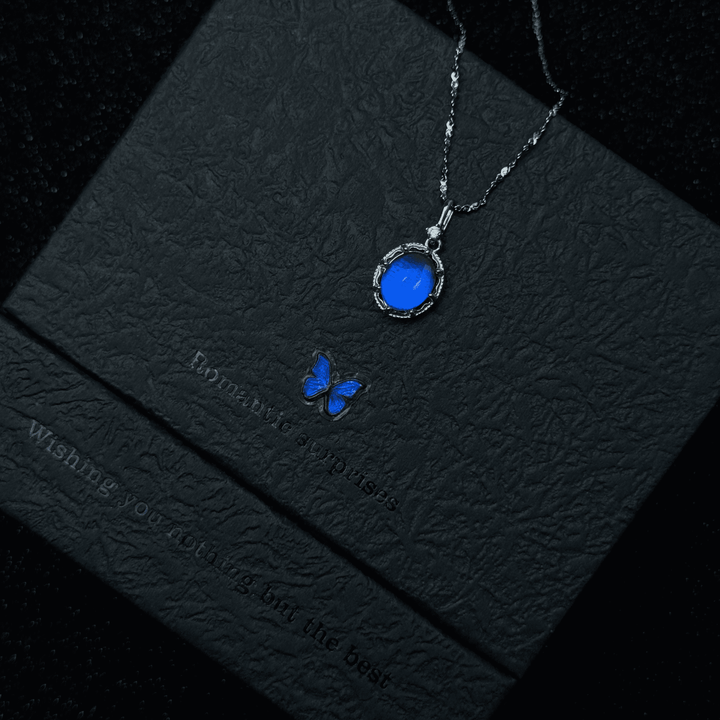 Handmade S925 Sterling Silver Blue Morpho Butterfly Wing Necklace & Bracelet Set - Real Specimen Jewelry