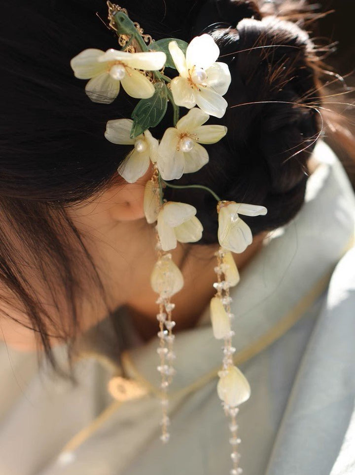 Haarspange mit Osmanthusblüten-Quaste