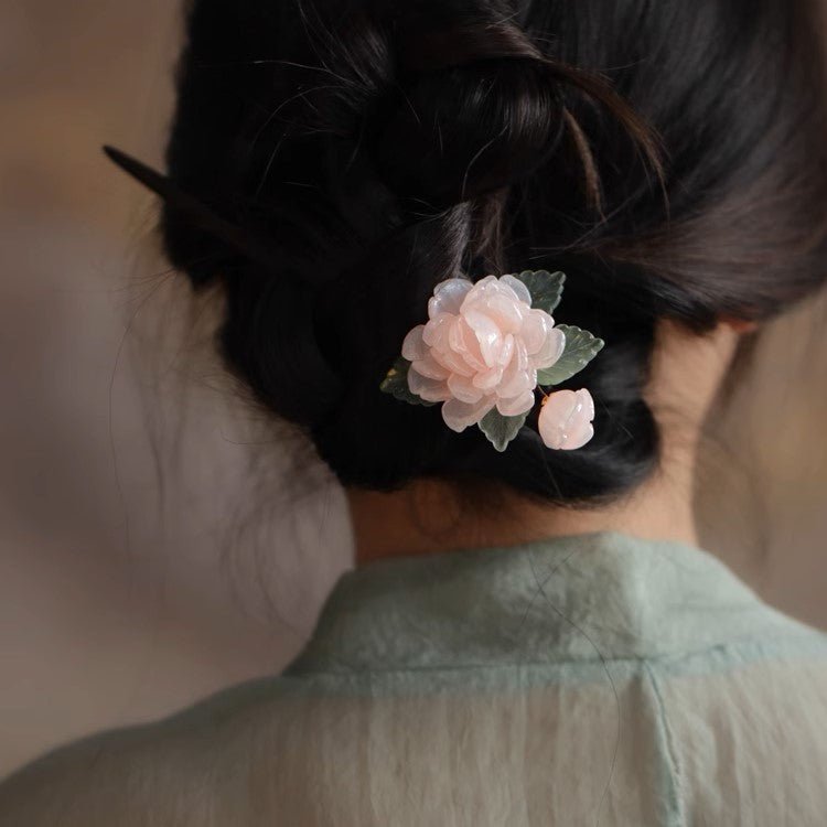 Peony Flower Buds Hair Stick