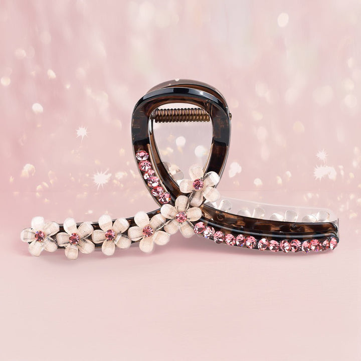 Pink Floral Crystal Hair Claw/ Final Sale