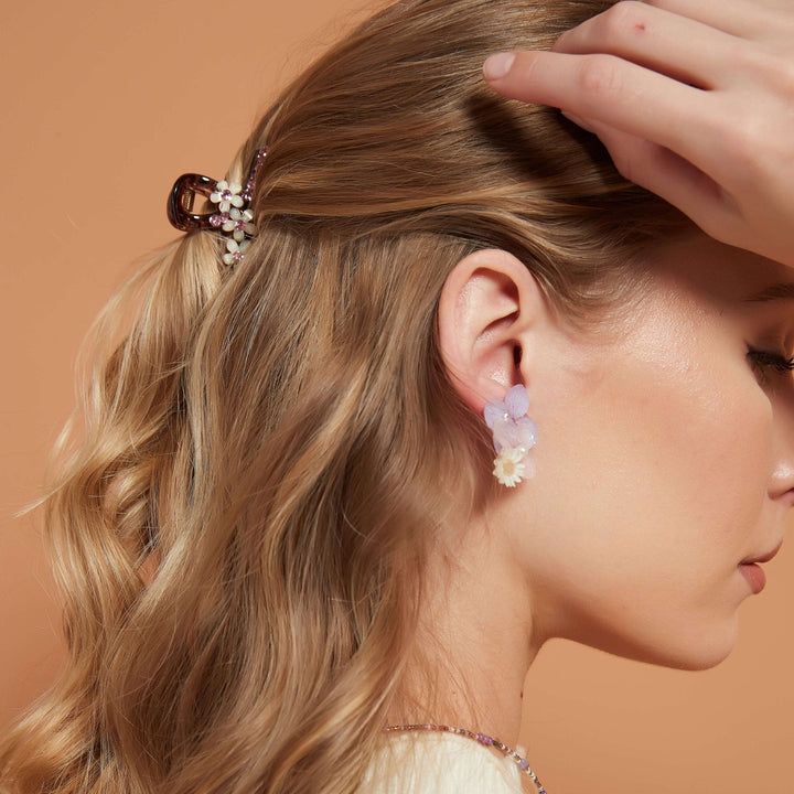 Pink Floral Crystal Hair Claw (Tiny-2 piece)/ Final Sale