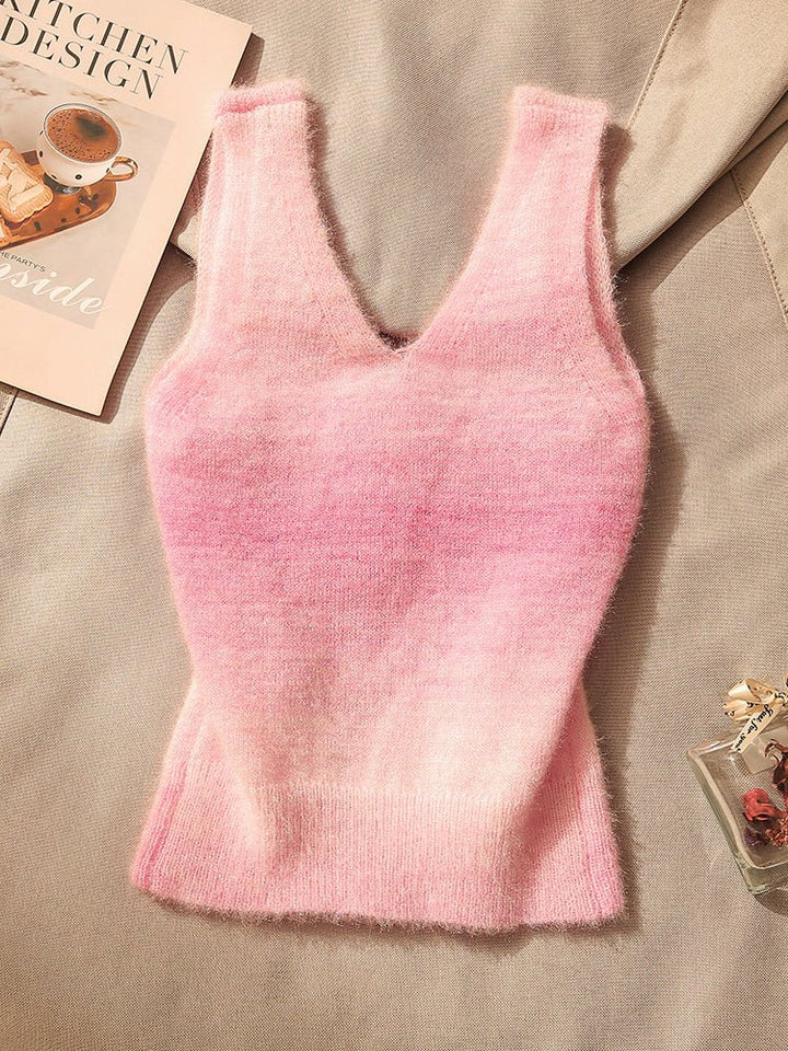 Pink Floral Knit Tank Top