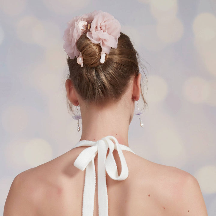 Rosa Organza Kamelien Haarklammer