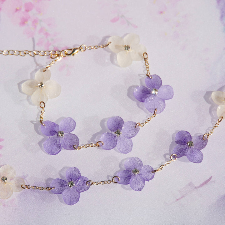 Purple Hydrangea Flower Charm Bracelet/ Final Sale