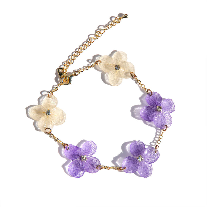 Purple Hydrangea Flower Charm Bracelet/ Final Sale