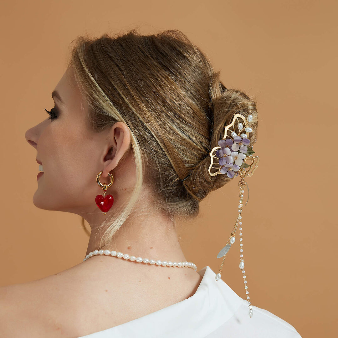 Purple Lilac Flower Hair Claw