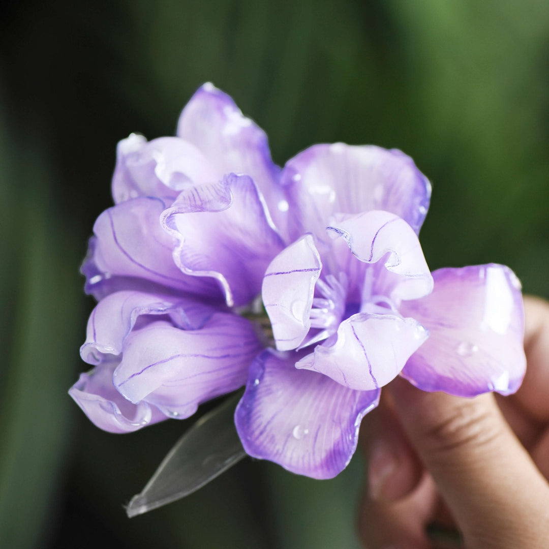 Purple Iris Flower Hair Barrette Clip