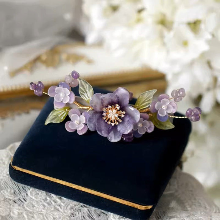 Purple Peony Lilac Garden Hair Barrette Clip