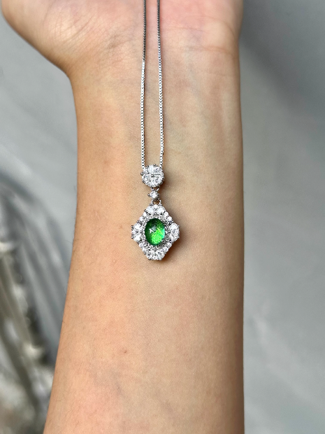 Real Jewel Beetle Wing Necklace - Iridescent Metallic Green Pendant - Minimalist Luxury Nature Jewelry