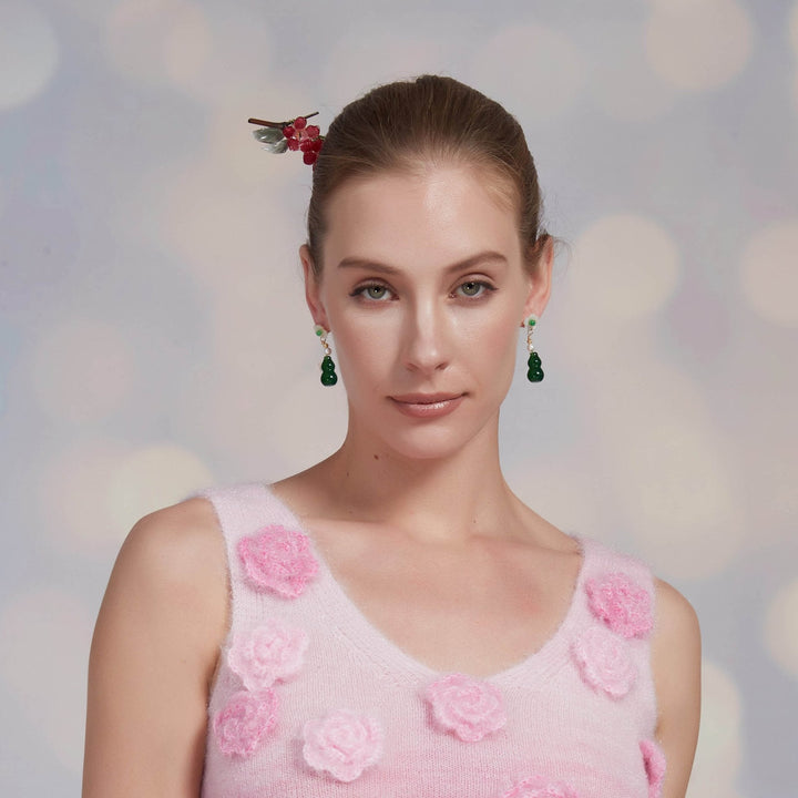 Red Flowering Honeysuckle Hair Stick