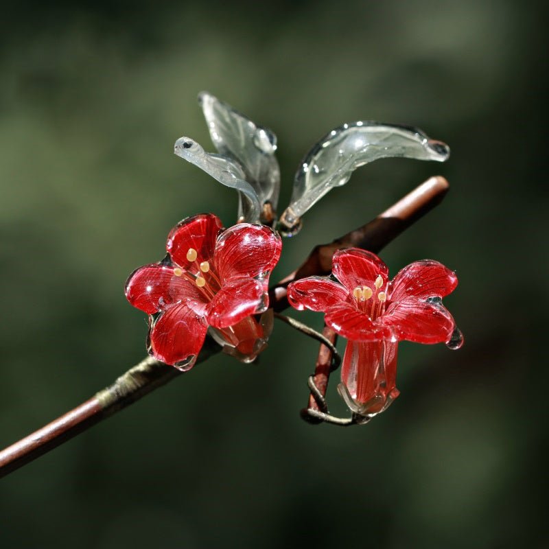 Red Flowering Honeysuckle Hair Stick