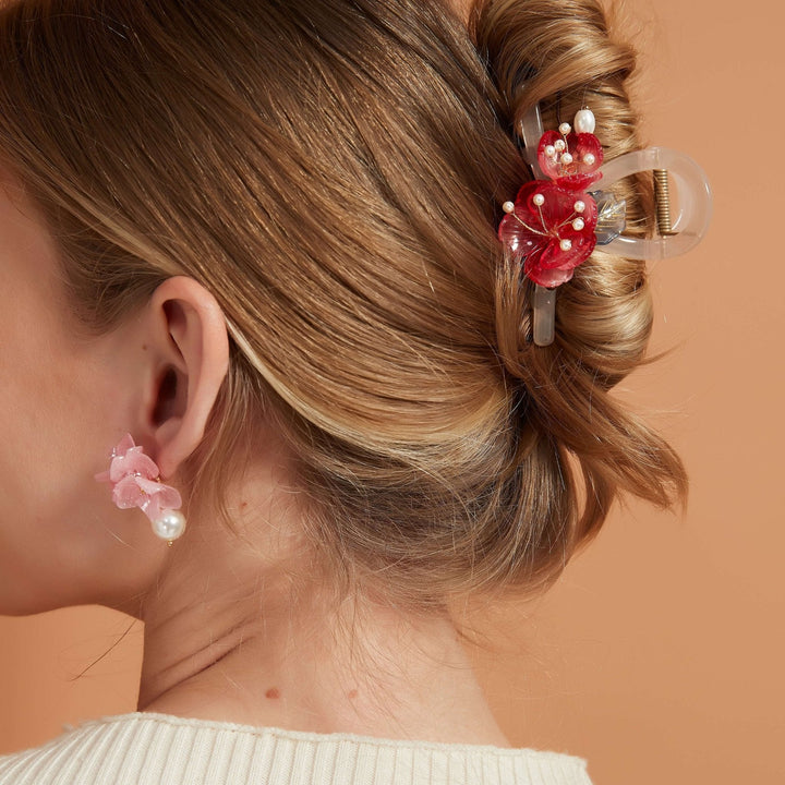 Red Plum Freshwater Pearl Hair Claw