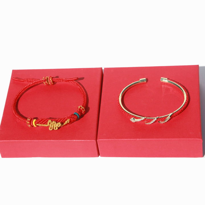Red Protection Bangle & Bracelet (2-Pieces)