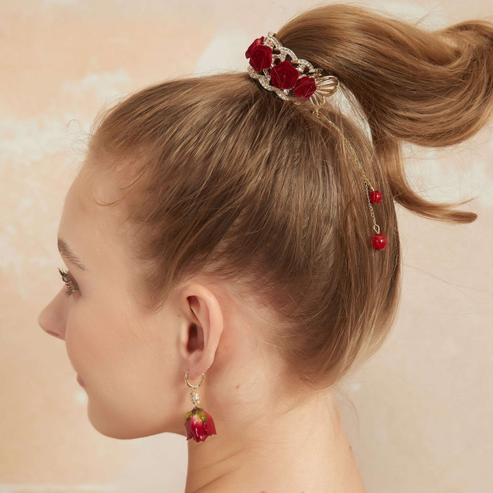 Rote Rose Pferdeschwanz Haarklammer
