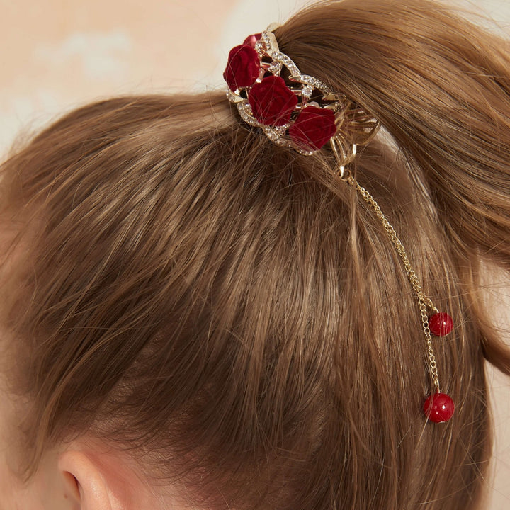 Rote Rose Pferdeschwanz Haarklammer