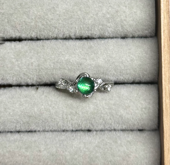 Emerald Green Jewel Beetle Wing Ring - Handmade Gold Open Ring - Minimalist Bio-Jewelry - Unique Statement Specimen Ring - Luxury Nature Gift for Her