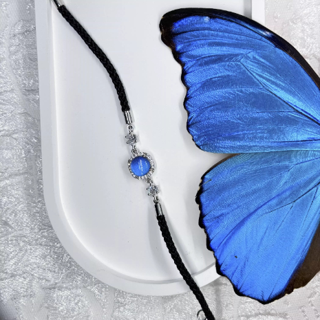 Eternal Blue Genuine Blue Morpho Butterfly Wing Specimen Bracelet in S925 Sterling Silver