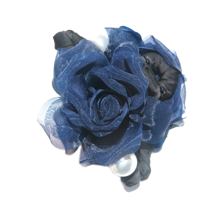 Saphir Kamelie Organza Haarklammer