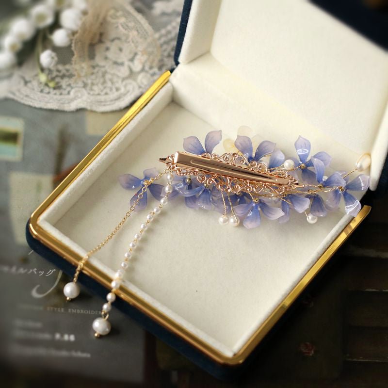 *Soft Branch* Purple Flower Tassel Pearl Hairpin
