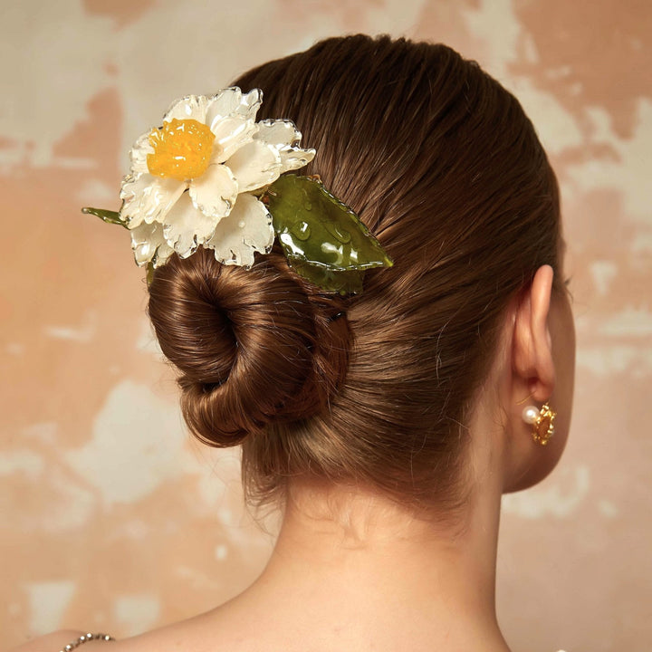Southern Gardenia Flower Hair Barrette Clip