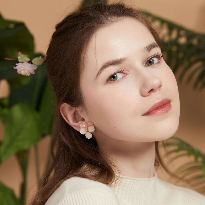 Tiana Kirschblüte mit goldenem Rahmen Ohrstecker / Schlussverkauf