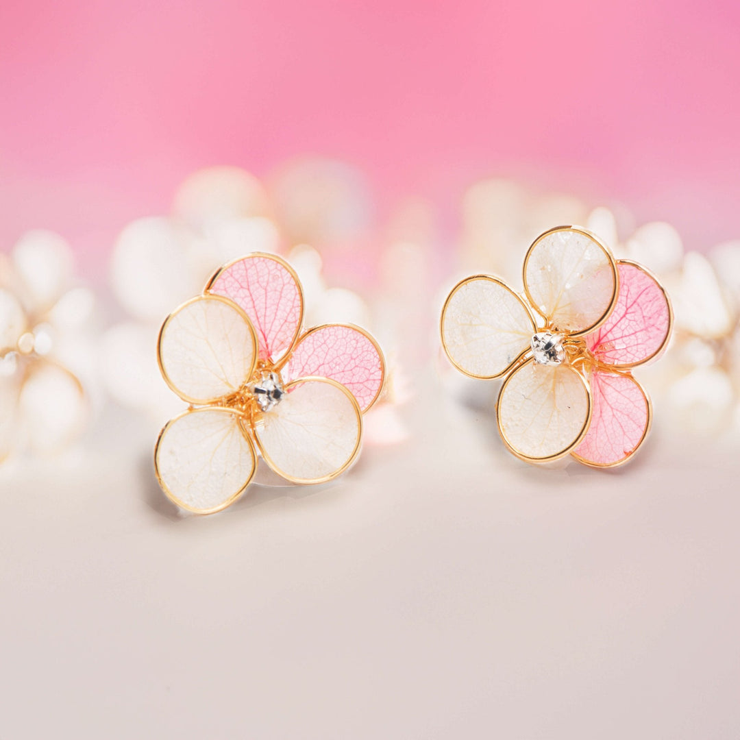 Tiana Kirschblüte mit goldenem Rahmen Ohrstecker / Schlussverkauf