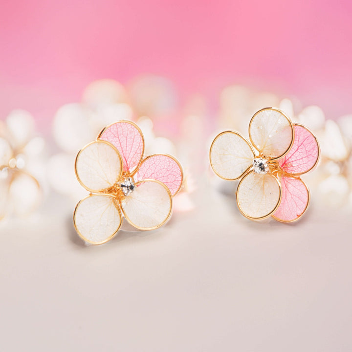 Tiana Kirschblüte mit goldenem Rahmen Ohrstecker / Schlussverkauf