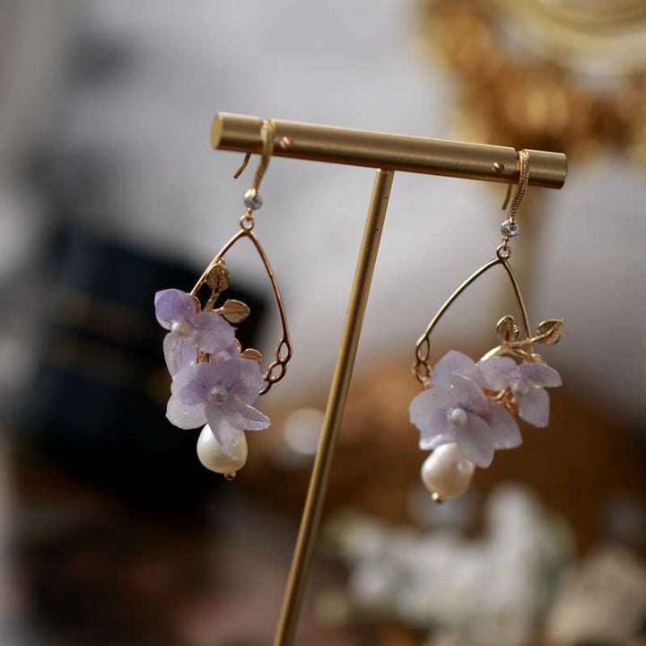 Tiana Purple Hydrangea Drop Earrings