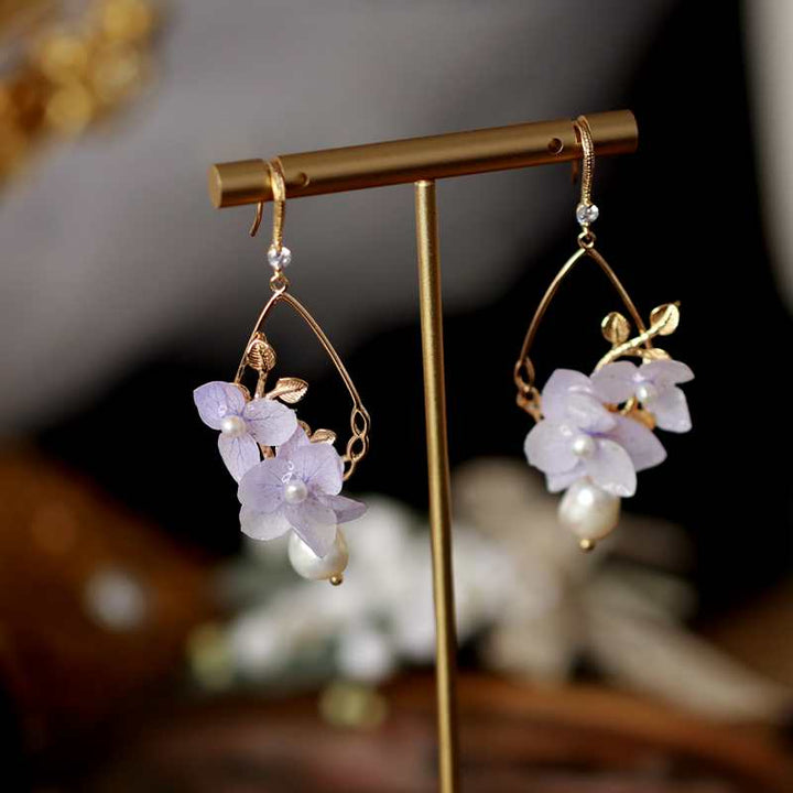 Tiana Purple Hydrangea Drop Earrings