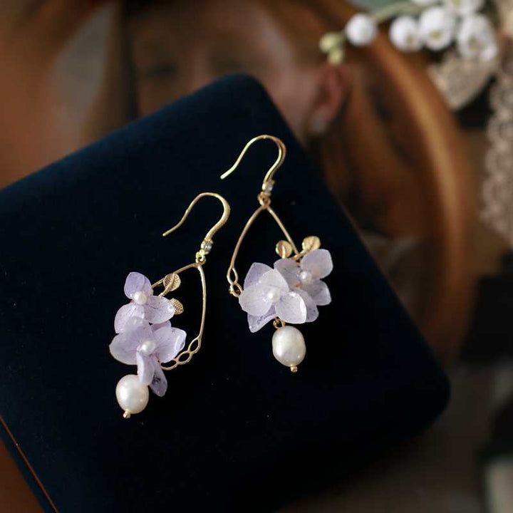 Tiana Purple Hydrangea Drop Earrings