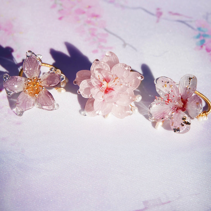 Translucent Glittering Cherry Blossom Ring