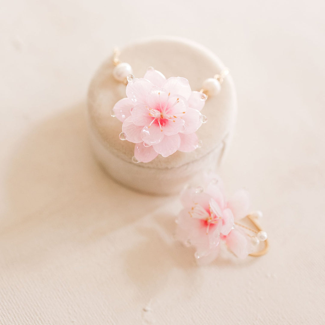 Translucent Peach Cherry Blossom Ring