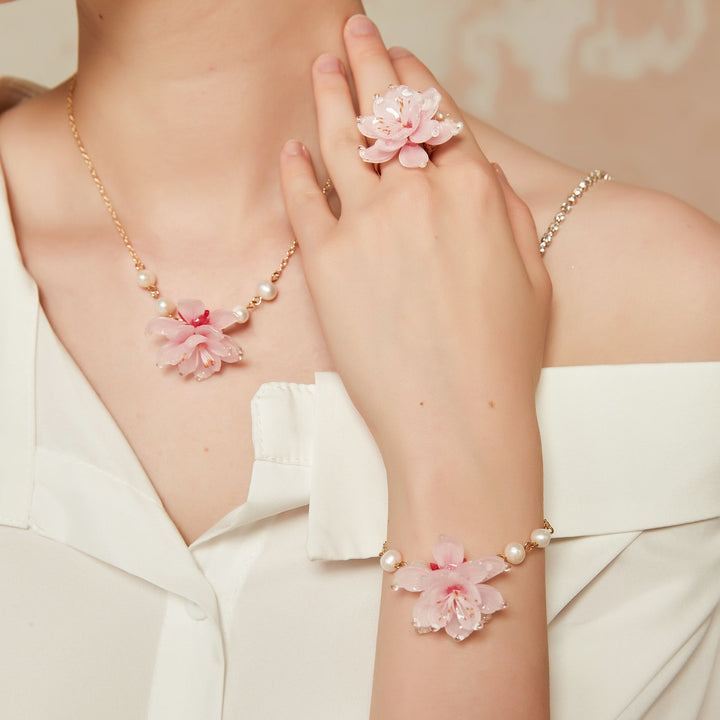Translucent Peach Cherry Blossom Ring