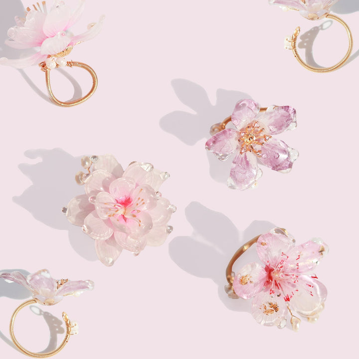 Translucent Peach Cherry Blossom Ring