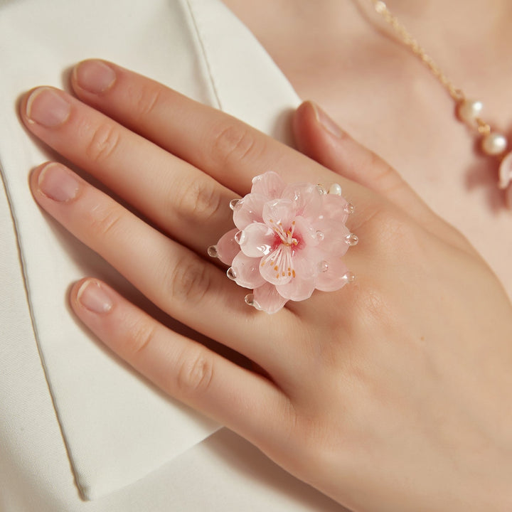 Translucent Peach Cherry Blossom Ring