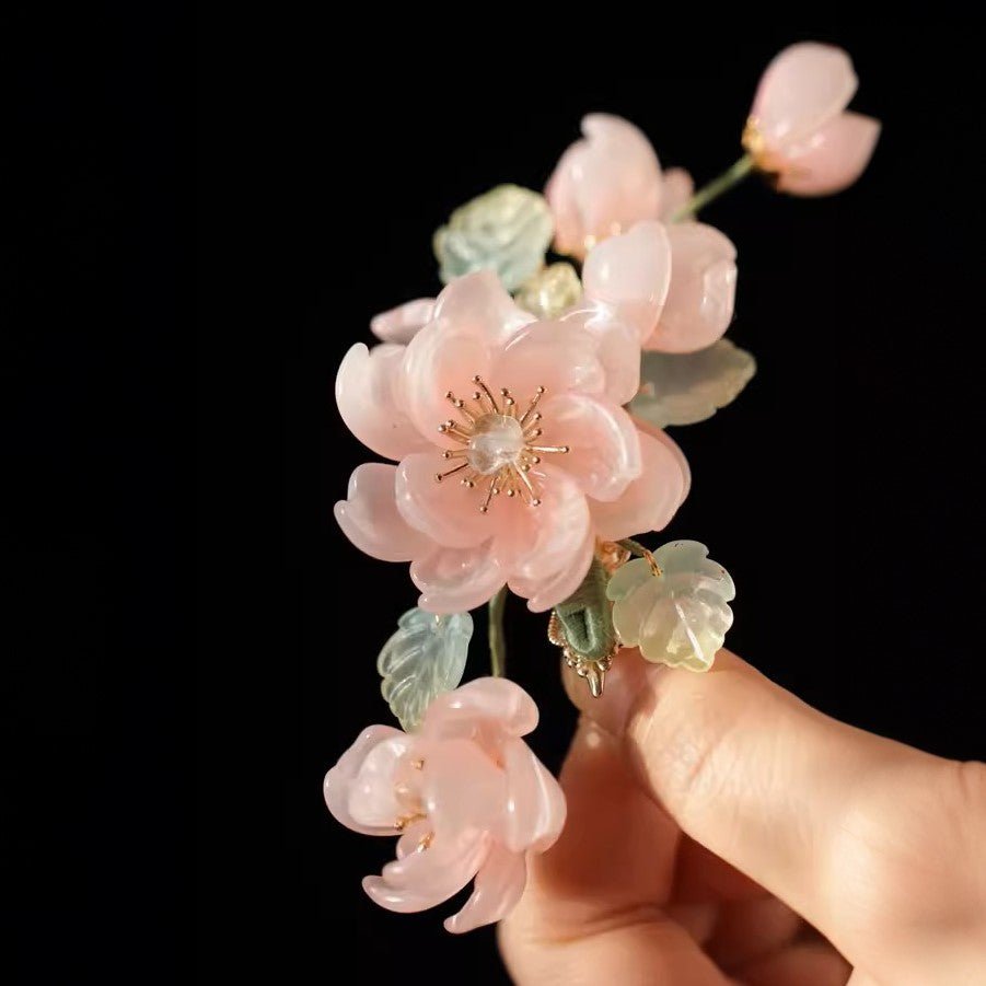 Rosa Kamelienblüten-Haarspange
