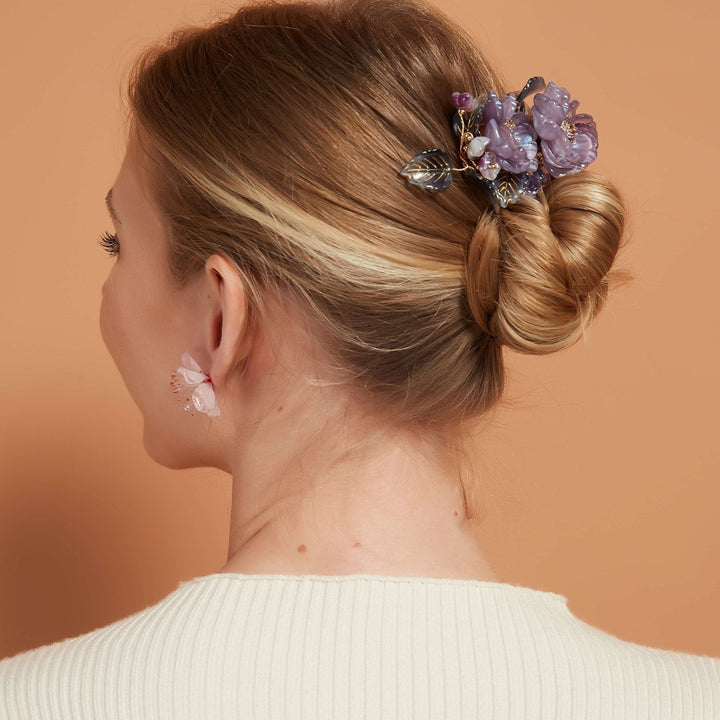Durchscheinende lila Begonienblüten-Haarspange