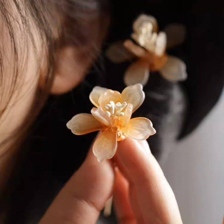 Translucent Yellow Jasmine Flower Hair Pin (2-pc)